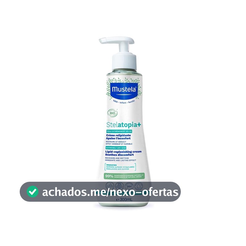 Hidratante Mustela Stelatopia+ Relipidante Antiprurido, 300ml, para Peles Secas e Atópicas, Sem Fragrância, Uso Familiar