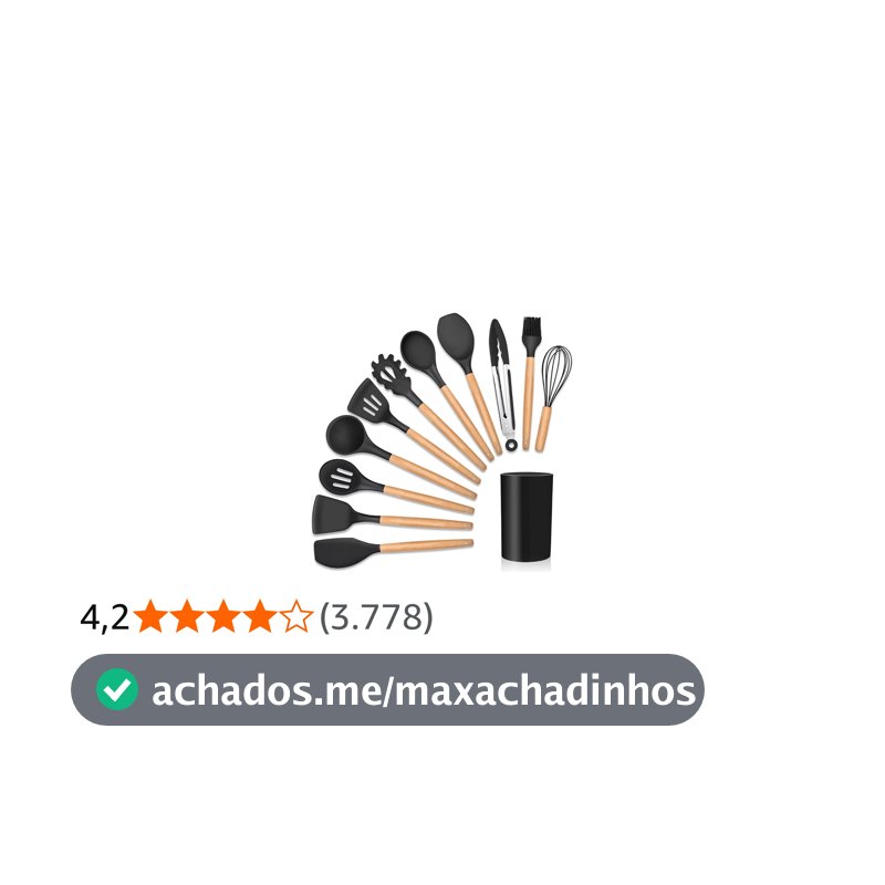 Kit 12 Utensílios De Cozinha Em Silicone E Cabo De Madeira Jogo De Utensílios Resistente ao Calor Antiaderente Premium GAXMARK