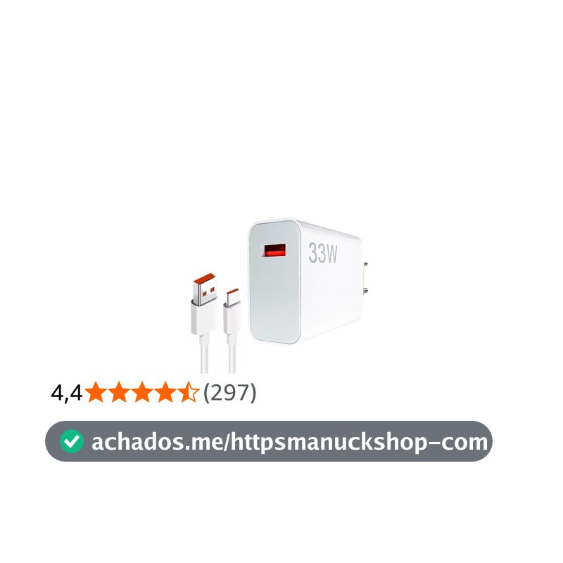 Carregador Tipo C Turbo 33W com Cabo USB para USB-C de 1 Metro