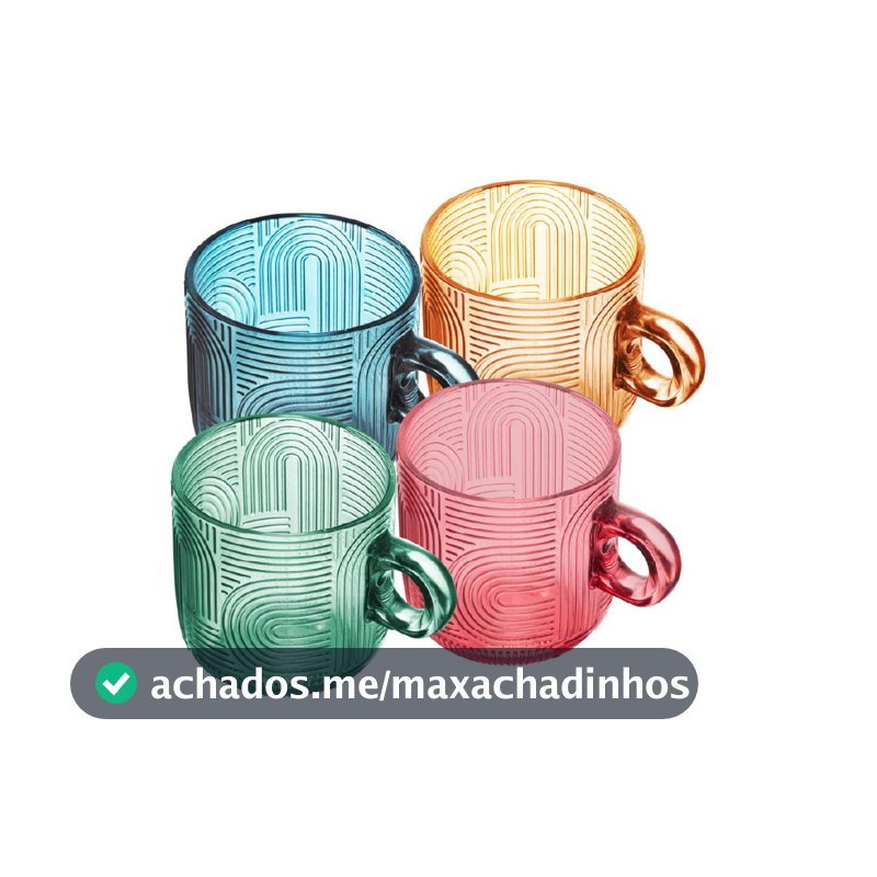 WOLFF - Conjunto 4 Xícaras de Vidro Frankfurt Colorido 220ml