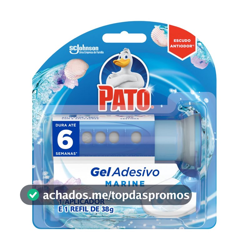 Pato Desodorizador Sanitário Gel Adesivo Marine com Aplicador, 6 Discos