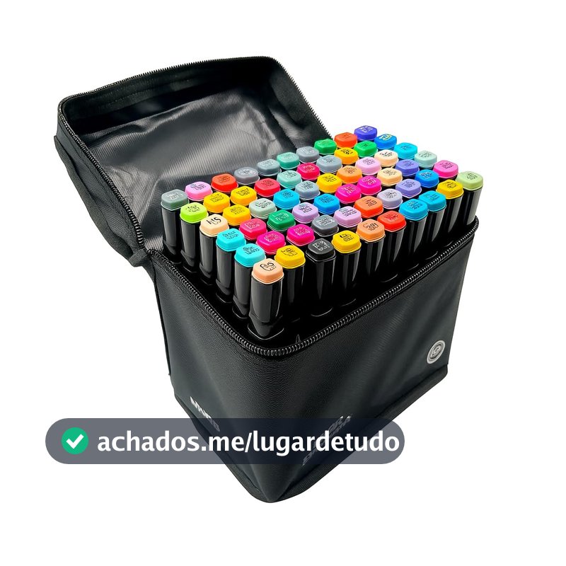 Caneta Marcador Para Colorir, Magic Kids, Art Marker, 60 Cores, Ponta Dupla, Com Bolsa