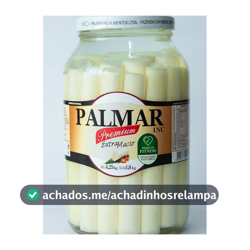 Palmito de Pupunha em Tolete do Coração Palmar, 1,8kg