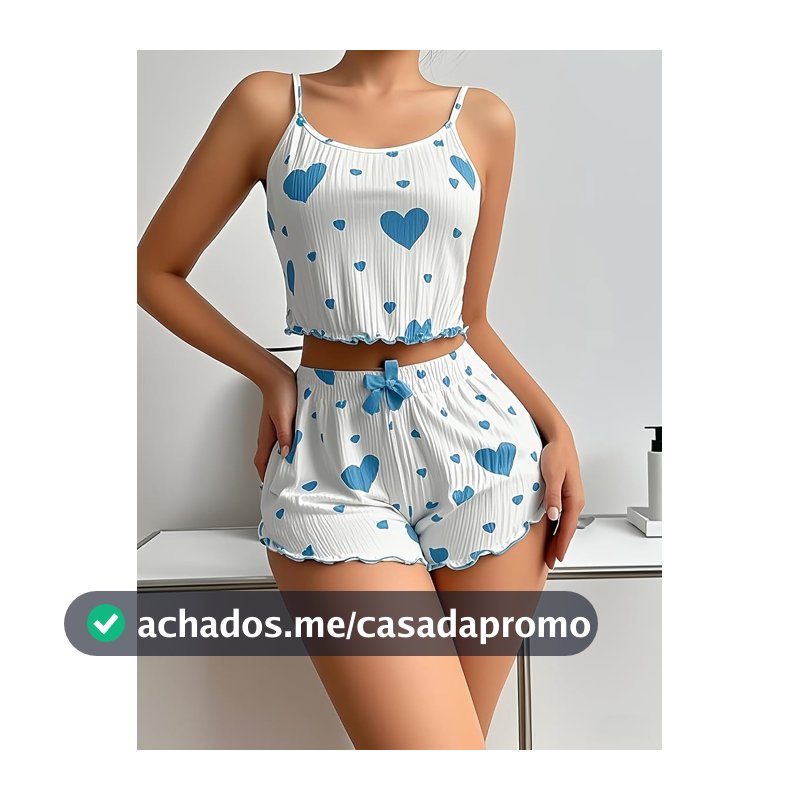 Pijama feminino conjunto de duas peças com nervuras Cami Lounge, camiseta regata e shorts, roupas femininas