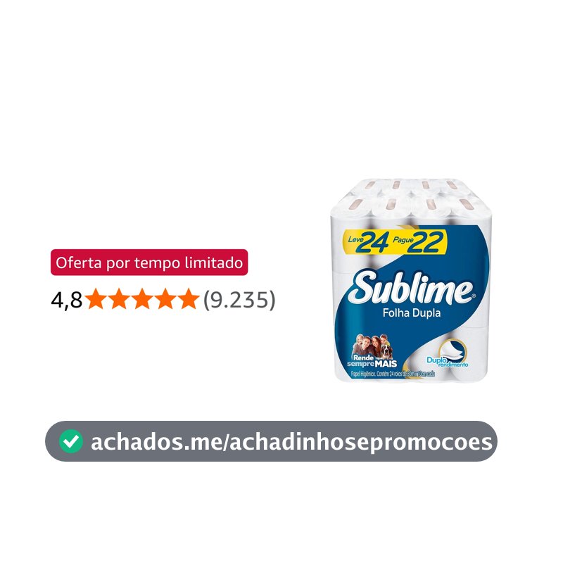 Sublime - Papel Higiênico, Folha Dupla, 24 rolos
