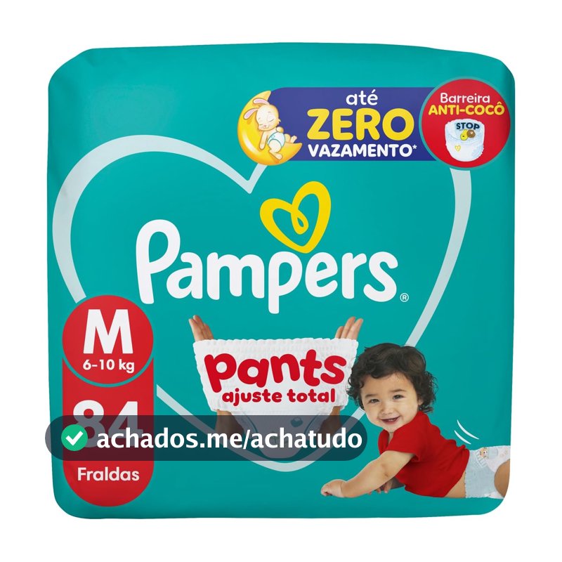 Fralda Pampers Pants Ajuste Total Tamanho M, Fácil de Vestir, 84 Unidades