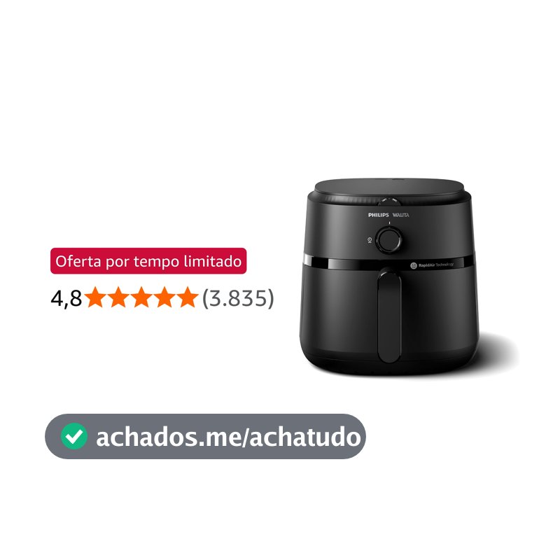 Philips Walita Fritadeira Airfryer Série 1000 XL 6,2L, Preta, 110V