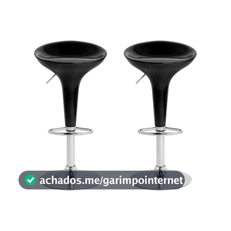 Banqueta Alta Giratória Preto BQT-PR1 2 Peças