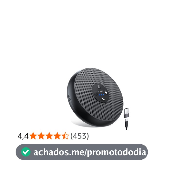 Alto-falante USB EMEET, microfones AI certificados com zoom M1A, captador de voz de 360° USB tipo C-A, alto-falantes de computador ligar e usar com microfone, redução rápida de ruído silencioso