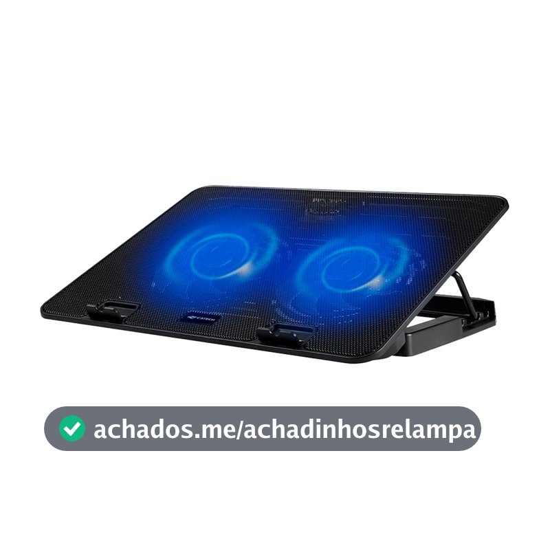 C3Tech Base para Notebook NBC-50BK 15,6" Refrigerada com 2 Coolers, Led de Iluminacao Azul, Inclinacao Ajustável em 5 niveis, com USB, cor Preta