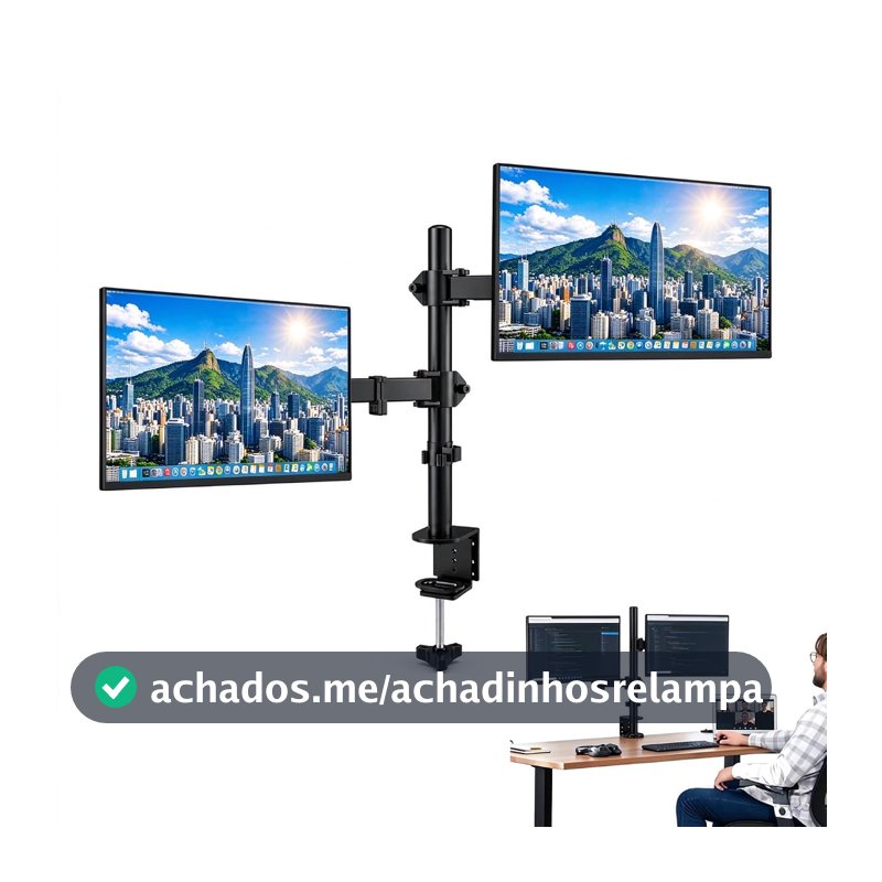Suporte Braço Duplo Monitor Articulado 13-32" Carga 8kg por Braço
