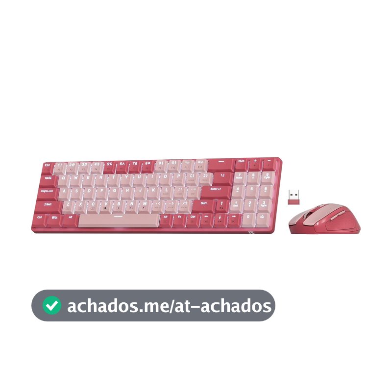 Teclado Mecânico 78% Redragon Low Profile Switch Brown ABNT2 LED Azul Sem Fio Rosa BS-8772 RP