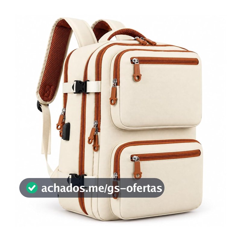 Mochila de Viagem Masculina Feminina Reforçada Executiva Grande Mochila para Notebook Trabalho, Viagem, Faculdade e Escola - Antifurto, Saídas USB e Fone, Impermeável + Capa para Tênis