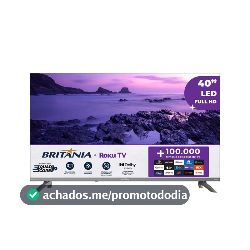 Smart TV 40" Britânia Roku TV HDR10 Dolby Audio B40CRA