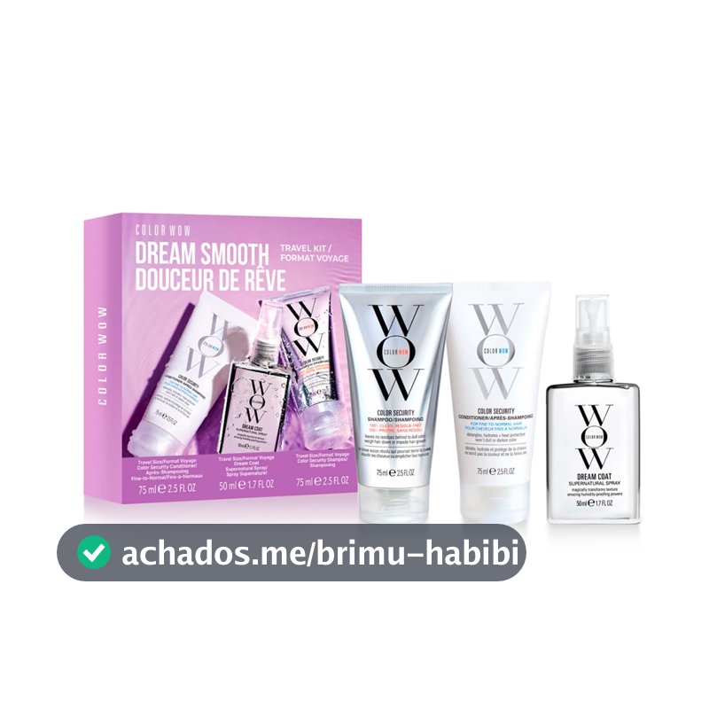 Color Wow Dream Smooth Kit Anti-Frizz com Shampoo Condicionador Spray 200ml