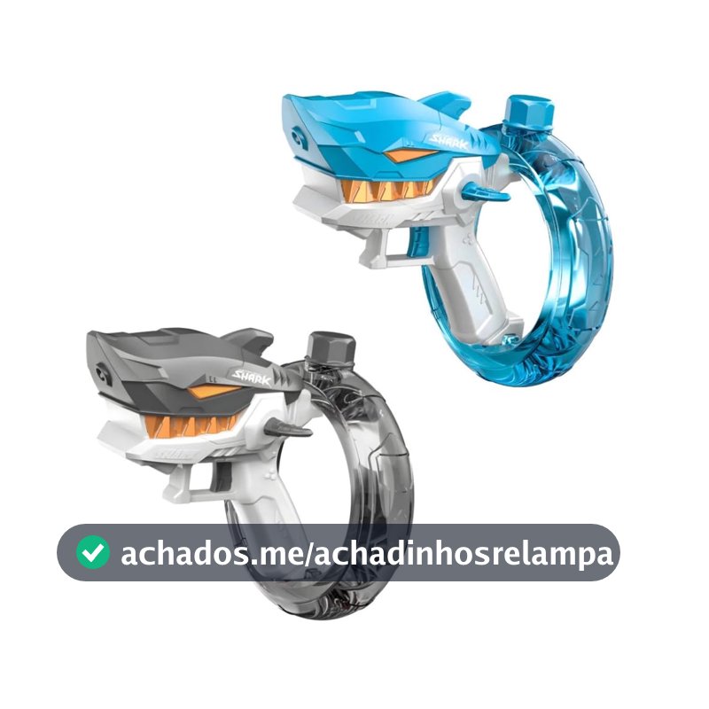 Pistola Disparo de Agua Tubarão de Brinquedo Eletrônica, Longo Alcance com LED e Bateria Recarregável, Brinquedo Infantil para Crianças (Cinza)
