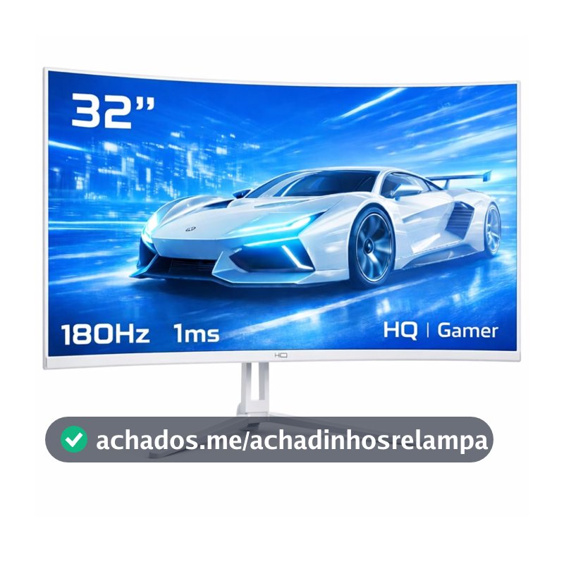 Monitor Gamer HQ 32" Ultra Branco Curvo 1ms, 180Hz, Quad HD (QHD) - 2560x1440, AMD FreeSync, HDMI, DP, HQW32C180
