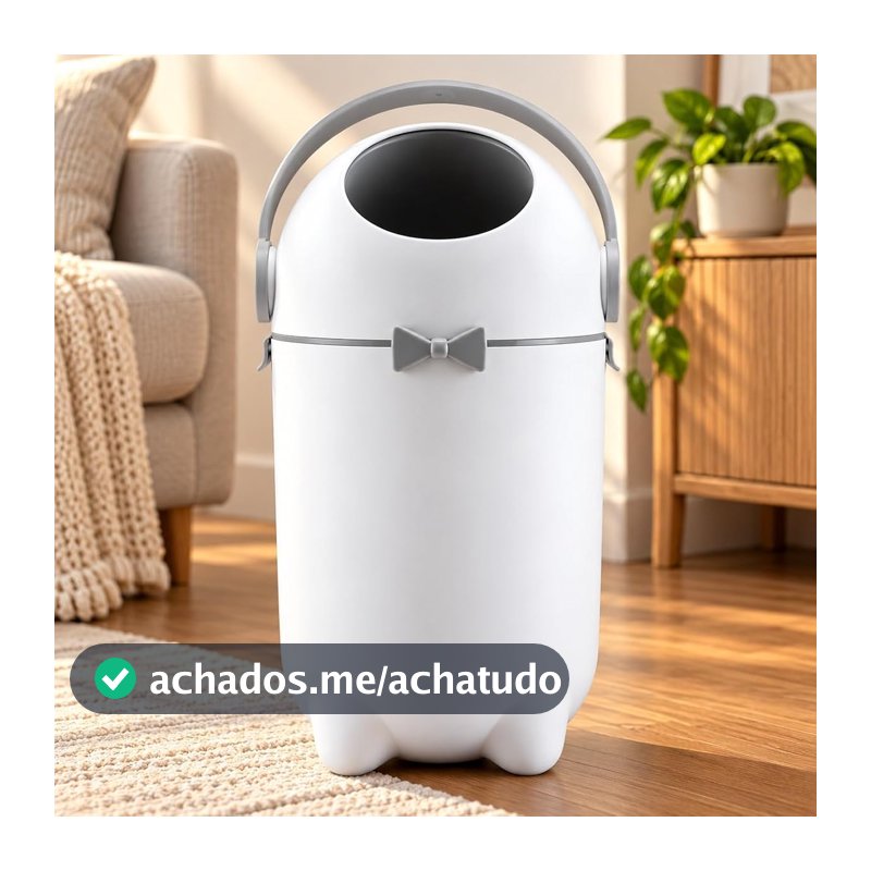 Lixeira Antiodor Laço Premium para Fraldas com Sistema de Vedação de Odores, Tampa Inteligente, Capacidade 12 Litros, Fácil de Limpar, Design Moderno para Quarto do Bebê