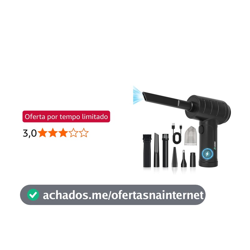 Aspirador de Pó Portatil Sem Fio para Carro 55000RPM 3 Níveis Aspirador Portatil carro Sem Fio Eletrico Soprador de Ar PC para Churrasqueira Teclado Dispositivos Casa Exterior