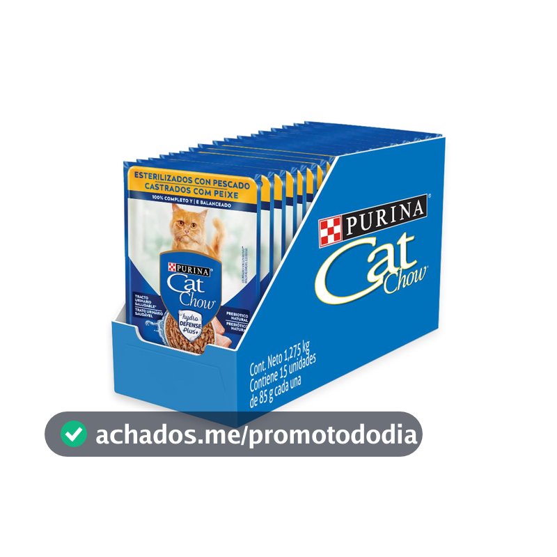 Pack Ração Úmida Nestlé Purina Cat Chow Para Gatos Castrados Sabor Peixe - Com 15 Sachês 85g