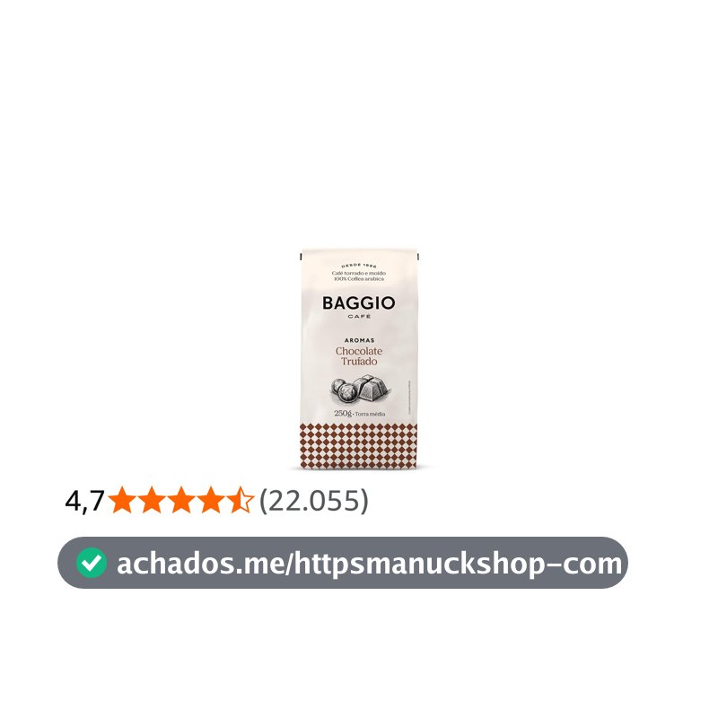 Baggio Café Café Torrado e Moído Aroma de Chocolate Trufado 250g