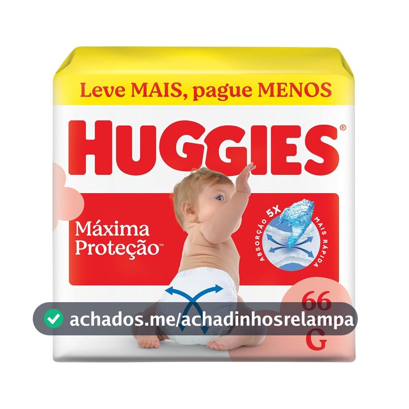 Fralda Descartável Huggies Supreme Care, Tamanho G, 66 Unidades