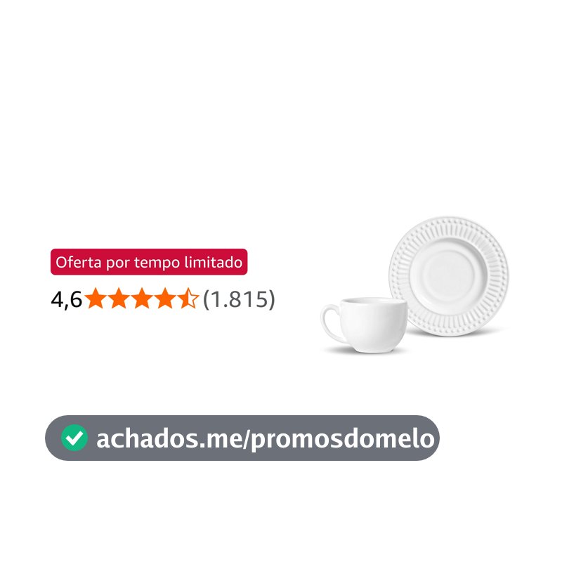 Porto Brasil Conjunto com 6 Xícaras de Chá com 6 Pires Roma Branco