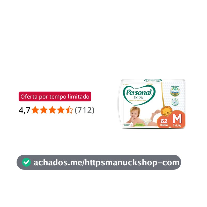 Personal Fralda Baby Premium Protection M, 62 Unidades