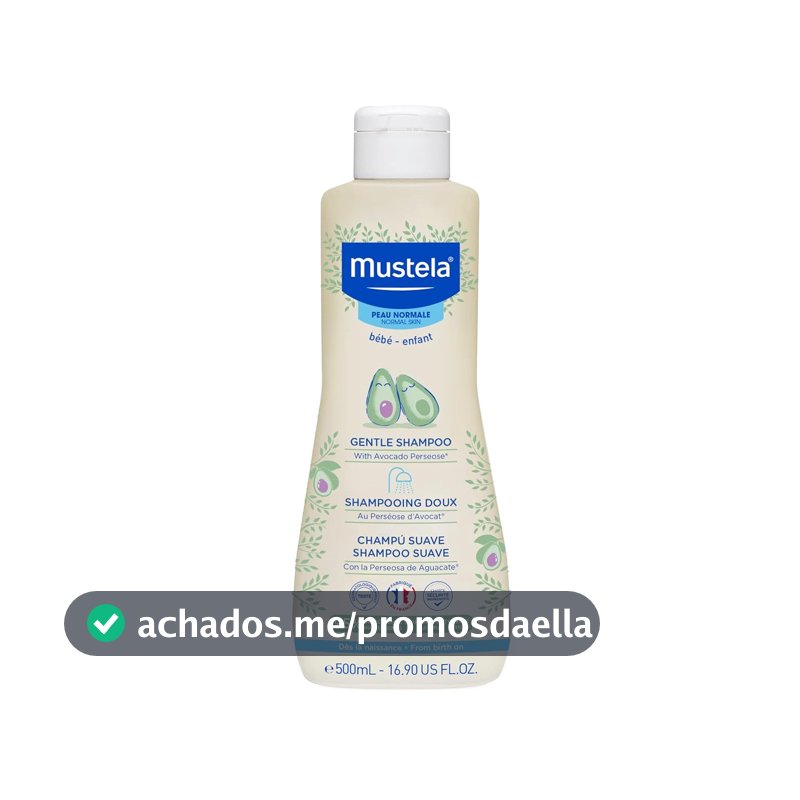 Gentle Shampoo, Suave e Não Arde os Olhos, Mustela Bebê, Azul, Médio 500 ml