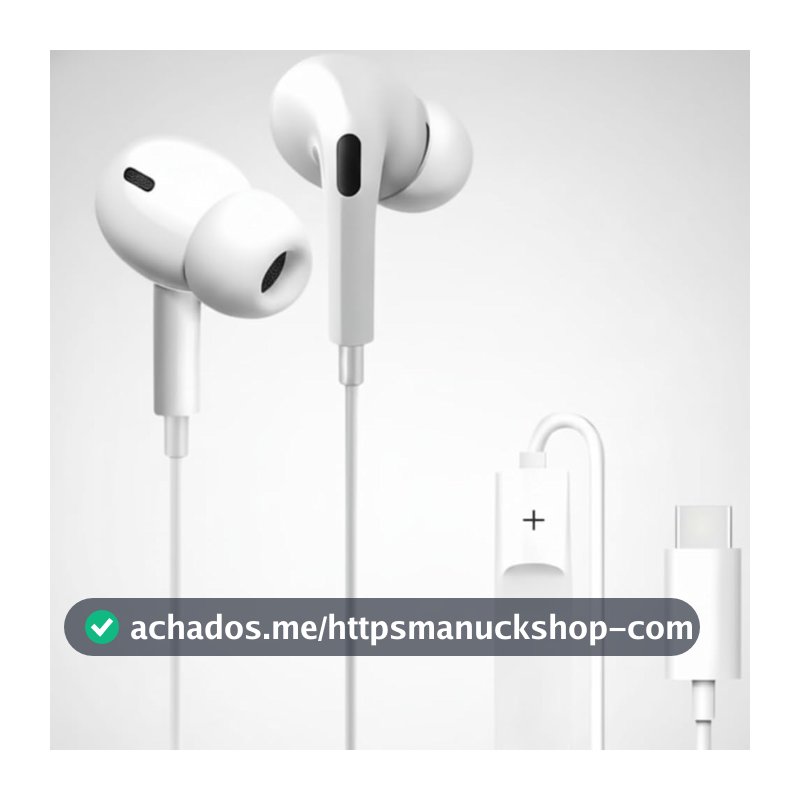 Fone de Ouvido Intra-Auricular USB-C com microfone, Graves Reforçados, Cabo 1,2m, Compatível com iPhone iOS, Samsung Androide, Ideal para Chamadas, Músicas e Vídeos, Cor Branco