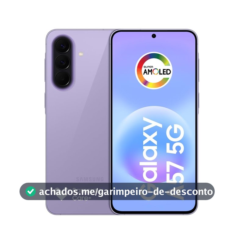 Celular Samsung Galaxy A57 5G 256GB, 8GB RAM, Câmera Tripla de até 50MP, Selfie de 12MP, Tela Super AMOLED 6.7", NFC, Recursos AI, IP68, Até 6 Atualizações de Android e Segurança (Lilás)
