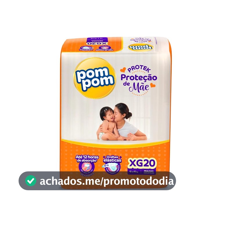 Fralda Pom Pom Protek Proteção de Mãe Jumbo XG 20 Unidades