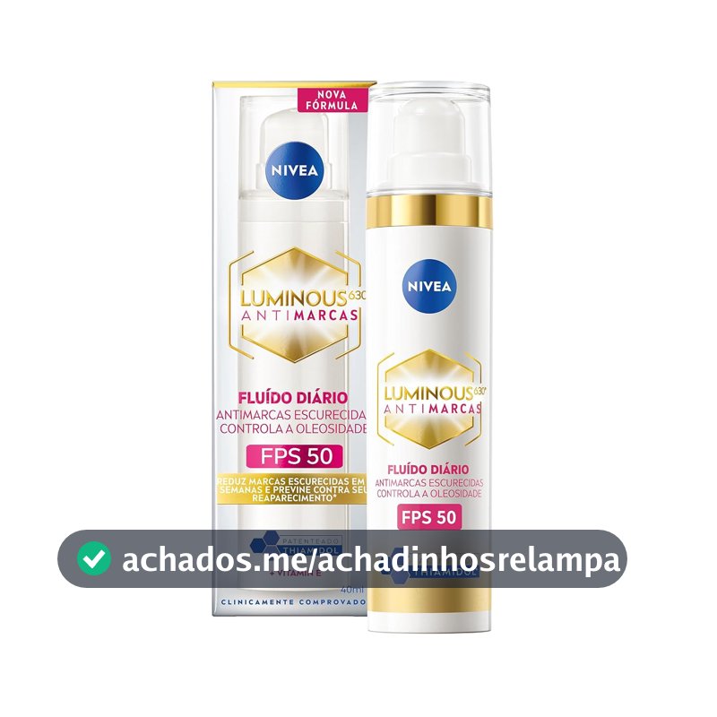 NIVEA Fluido Facial Protetor Cellular Luminous 630 FPS 50 40ml - Reduz e previne manchas escurecidas, uniformiza o tom da pele e conta com Ácida Hialurônico, Vitamina E e filtro