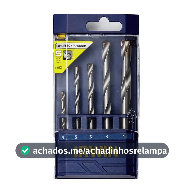 IRWIN Conjunto de Brocas para Concreto com 5 Peças de 4mm a 10mm 891503