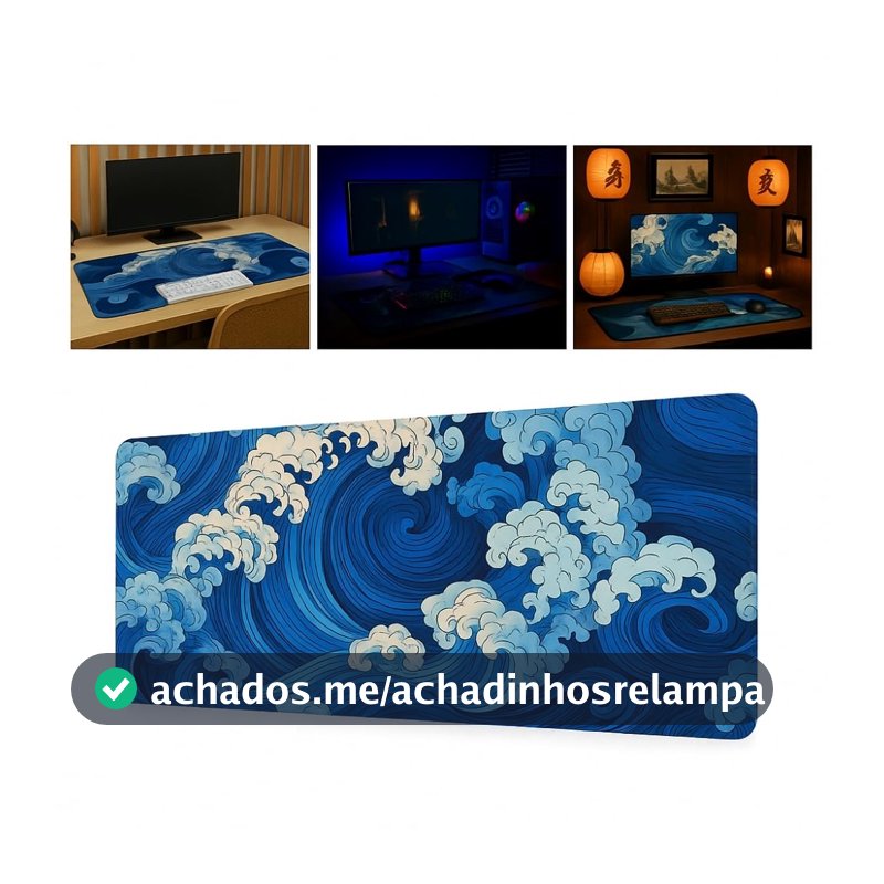 Mouse Pad Gamer Profissional 60x30 Premium Antiderrapante Impermeável Lavável Bordas Costuradas Setup Gamer (Azul)
