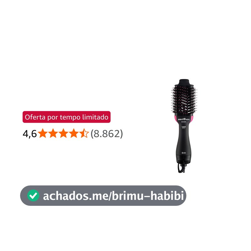 Britânia Escova Secadora BEC02PR Bivolt 4 em 1 1300W Plástico Rosa/Preto