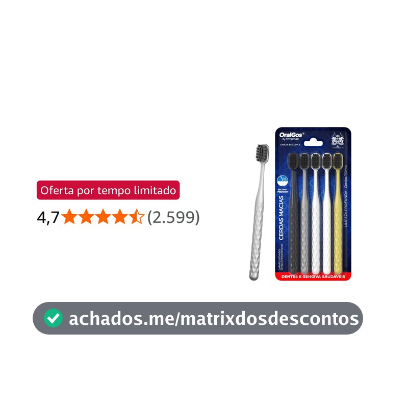 OralGos Escova de Dente Adulto, Macia, 5 Unidades para Gengivas Sensíveis