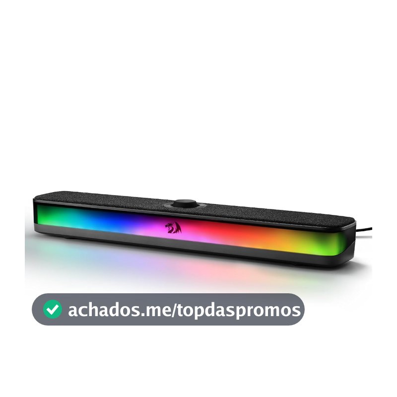Soundbar Gamer Redragon Neo RGB Preto USB Tipo-C Falantes Duplos 2x5W RMS com Roda de Volume Revestimento em Tecido GS515