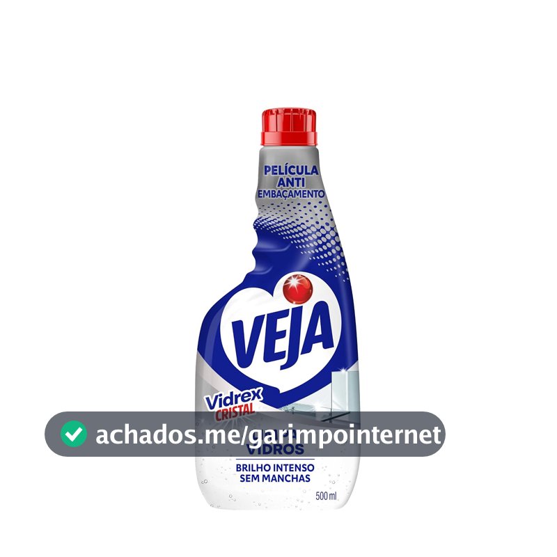 Limpa Vidros Spray Veja Vidrex Cristal 500ml Refil