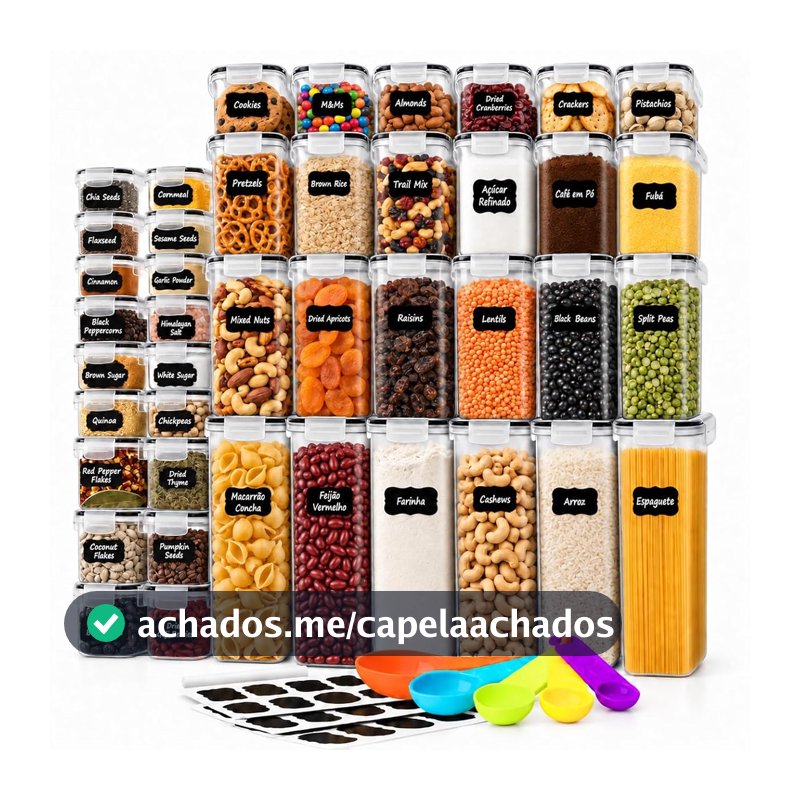 Kit 42 Potes Herméticos Porta Mantimento Organizadores Despensa Cozinha