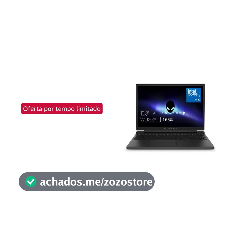 Notebook Gamer Alienware 15, 15,3" WUXGA 165Hz, Intel Core 5 210H, 8GB DDR5, 512GB SSD, NVIDIA GeForce RTX 3050 6GB, Windows 11 – DA15-C5210H-A10