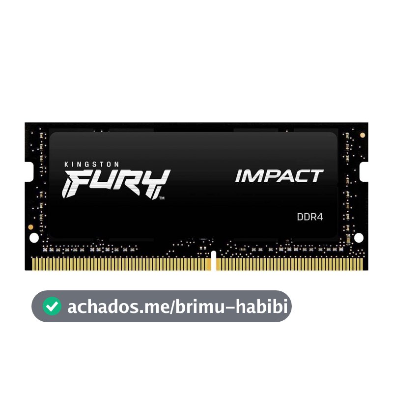 KF432S20IB/8 - Memória 8GB SODIMM DDR4 3200Mhz FURY Impact 1,35V 1Rx8 260 pinos para notebook, Preto