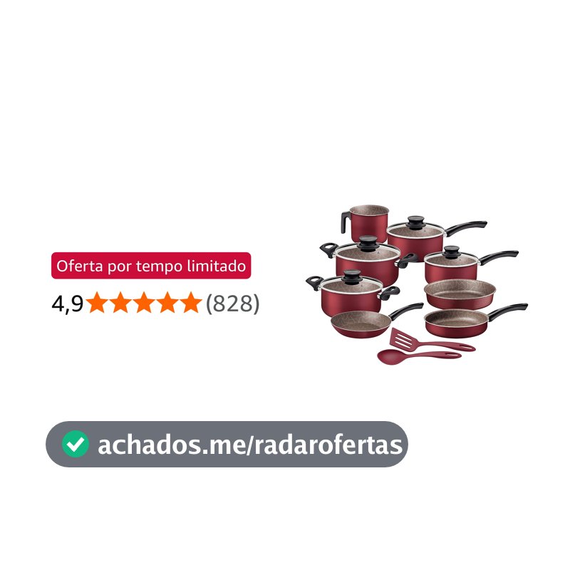 Jogo de Panelas Tramontina Antiaderente Paris 10 Pç Vermelho