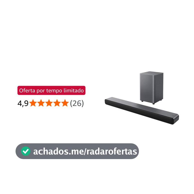 Soundbar TCL com Subwoofer sem fio Bluetooth 2.1 Canais 220W RMS HDMI ARC S55H