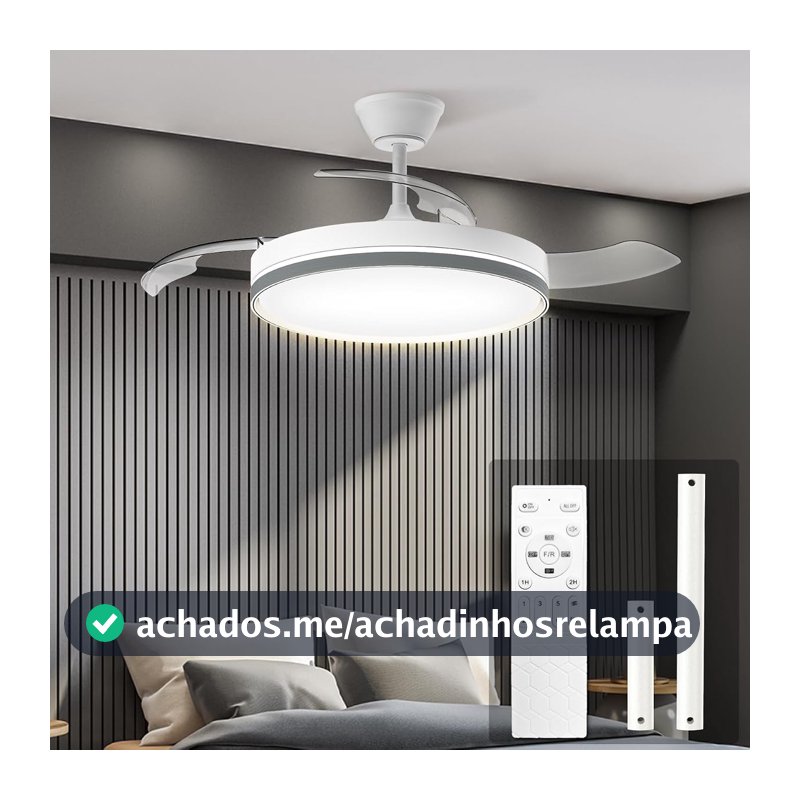 Airwit Ventilador de Teto com Luz 106 cm, Pás Retráteis, 6 Velocidades