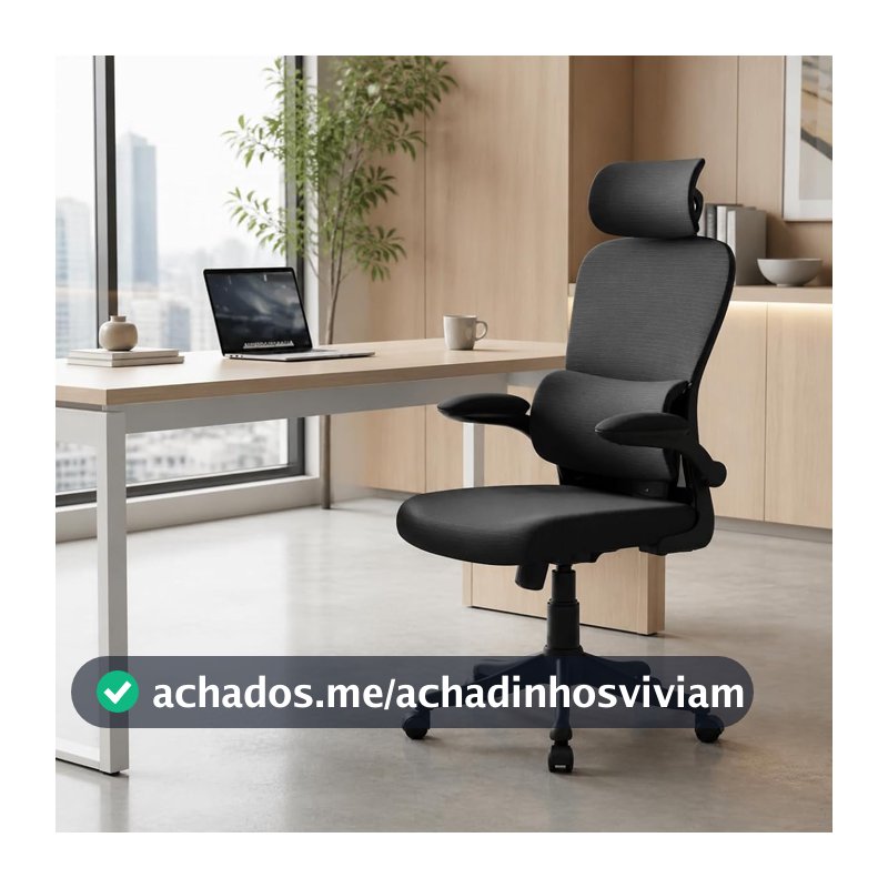 Laruno Cadeira de Escritório Almirante P600 Mesh Reclinável Preta 150kg