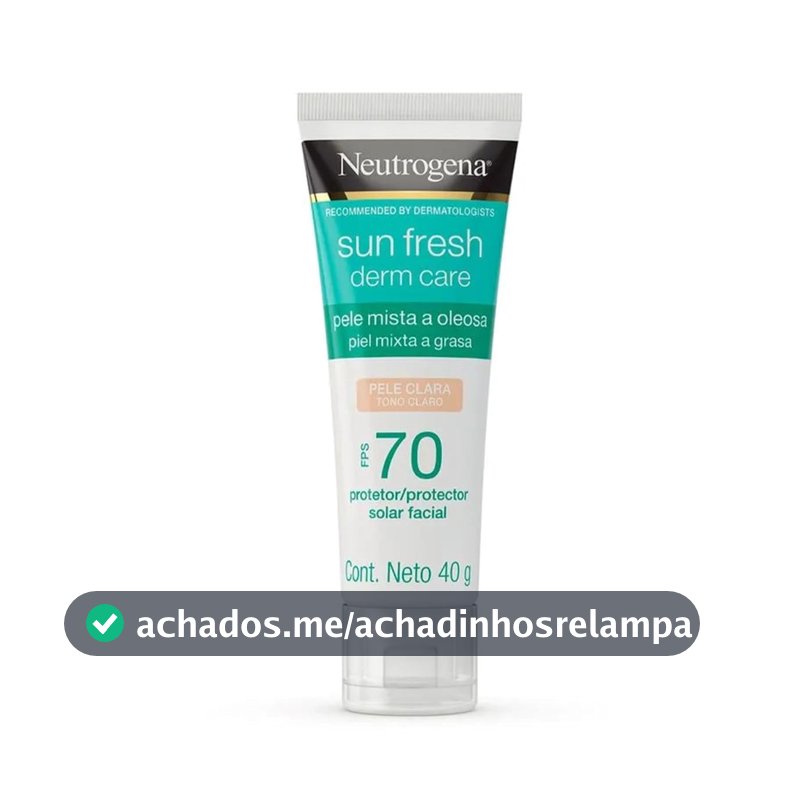 Protetor Solar Facial Neutrogena Sun Fresh, Pele Clara, FPS 70, 40g