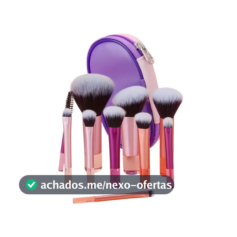 Kit 10 Pincéis de Maquiagem com Estojo Cerdas Sintéticas Macias, Portátil e Completo para Base, Pó, Blush, Corretivo e Sombras – Travel Size Ideal para Presente, Uso Diário e Adolescentes