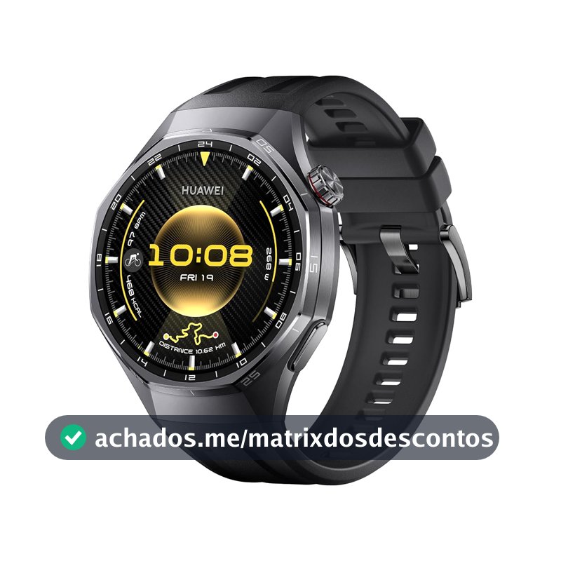 Smartwatch, HUAWEI WATCH GT 6 Pro 46mm, Bateria com Autonomia de Até 21 Dias, Mais de 100 Modos Esportivos, Corrida de Trilha, Ciclismo, Análise de ECG, Compatível com iOS e Android, GPS, Preto