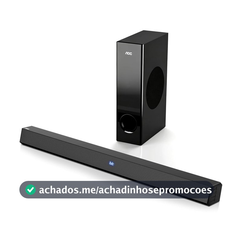 AOC ACS3410 Soundbar 2.1 Canais Home Theater - 3D Surround 360°, 85W, Subwoofer Incluso + Controle Remoto, Bluetooth+HDMI, Compatível com Diversos Dispositivos